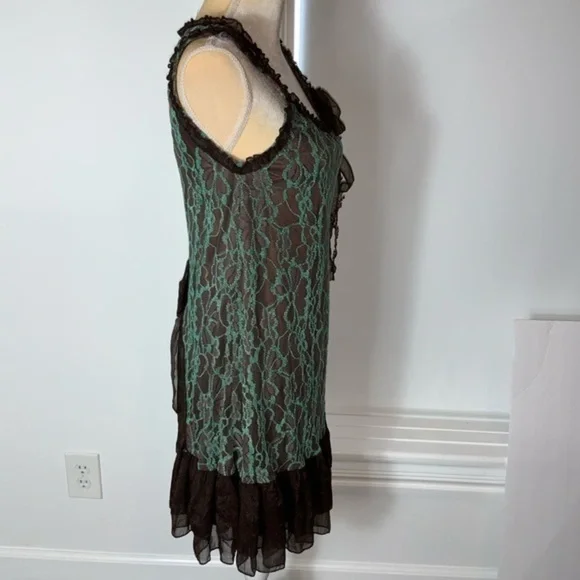 Altar’d State NWT Mint Green and Brown Lace Sleeveless Dress with Bow Size Small - Picture 6 of 11